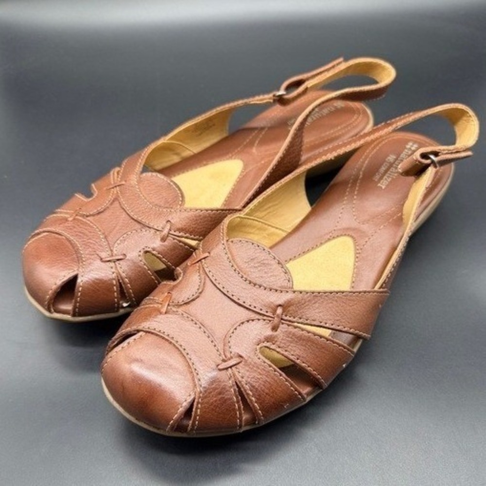 Naturalizer Cyrus Brown Leather Slingback Sandals Womens 11W N5 Comfort Wedge